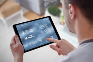 Smart homes controlled on tablet.